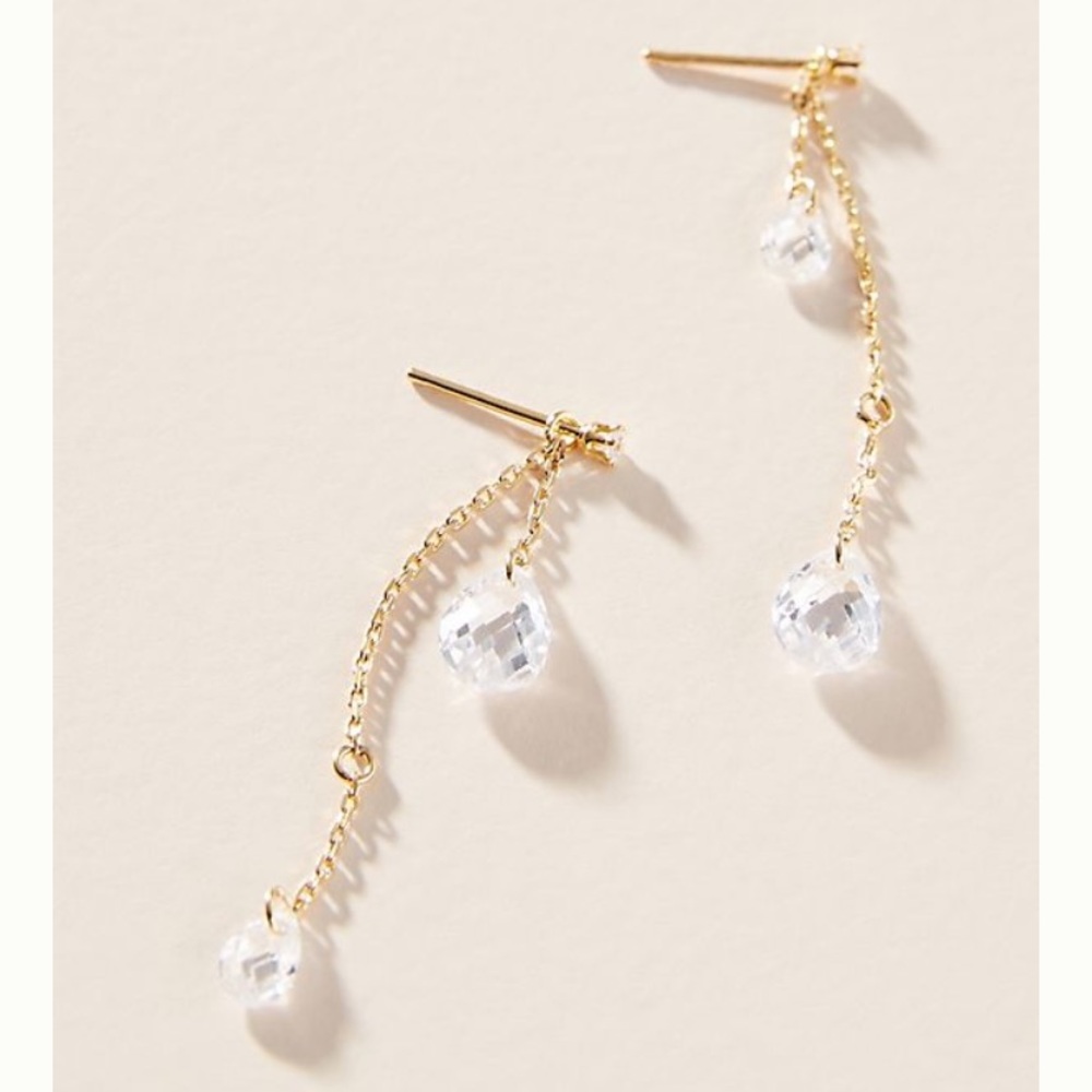 Anthropologie Lila Drop Earrings Dainty Gold